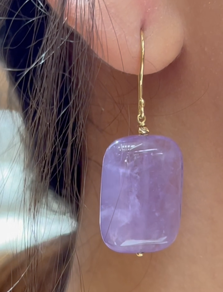 Boucles D'oreilles en Or 18k - Pierre Quartz Naturelle