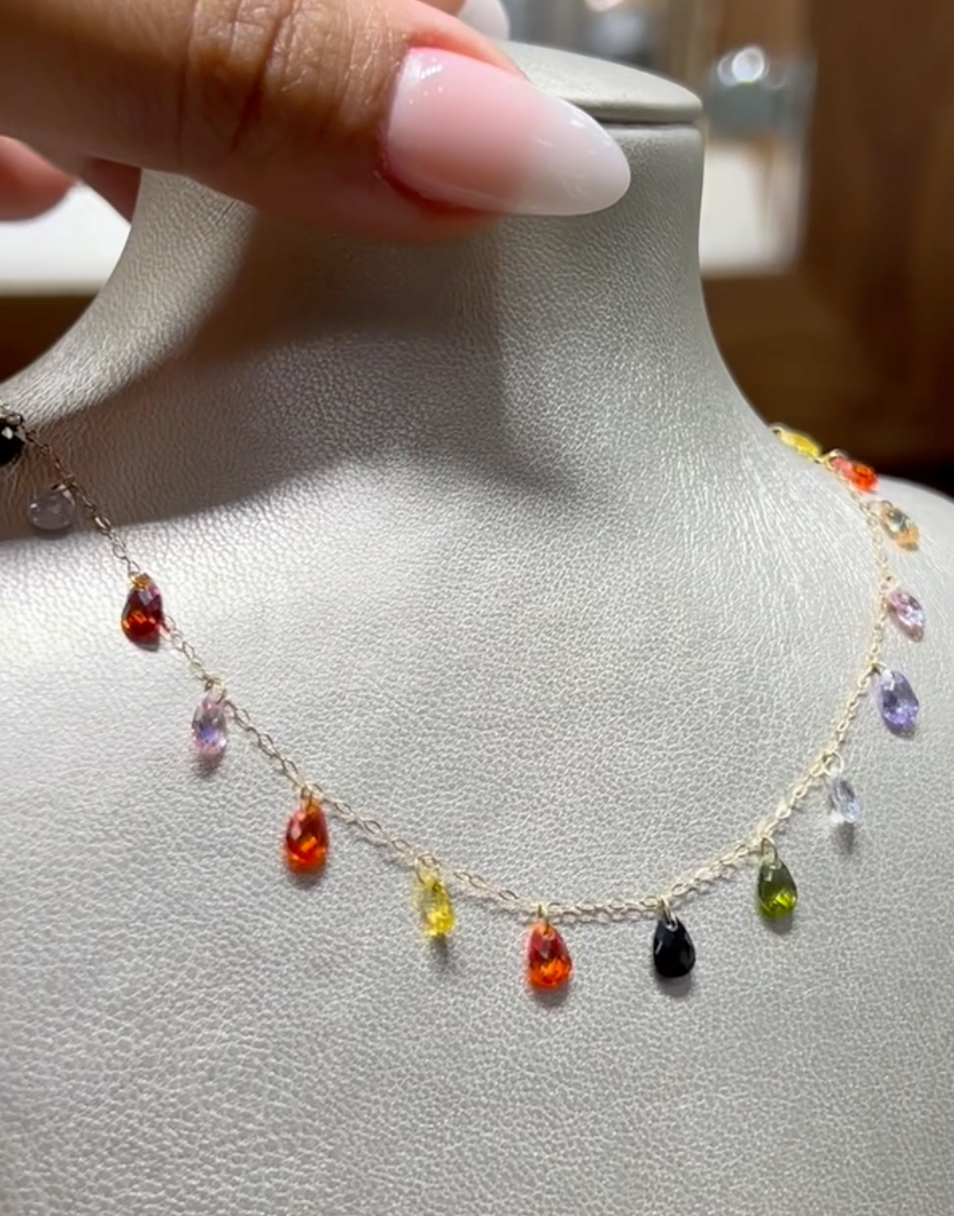 Ensemble ARC EN CIEL en Or 18k ( Collier et gourmette )