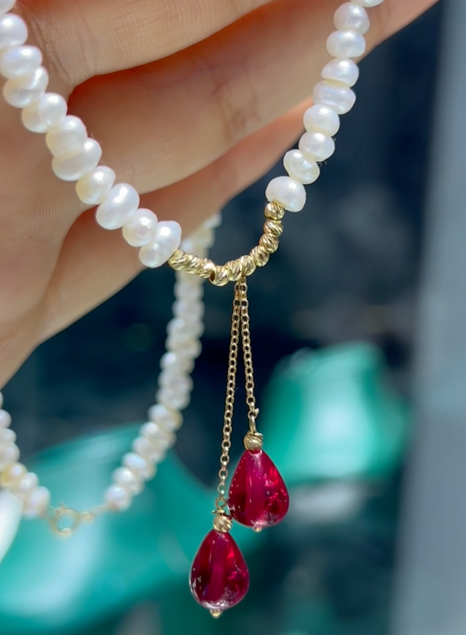 Collier en Or 18k Avec Pierres Johar Naturelles Avec Pierres Ruby