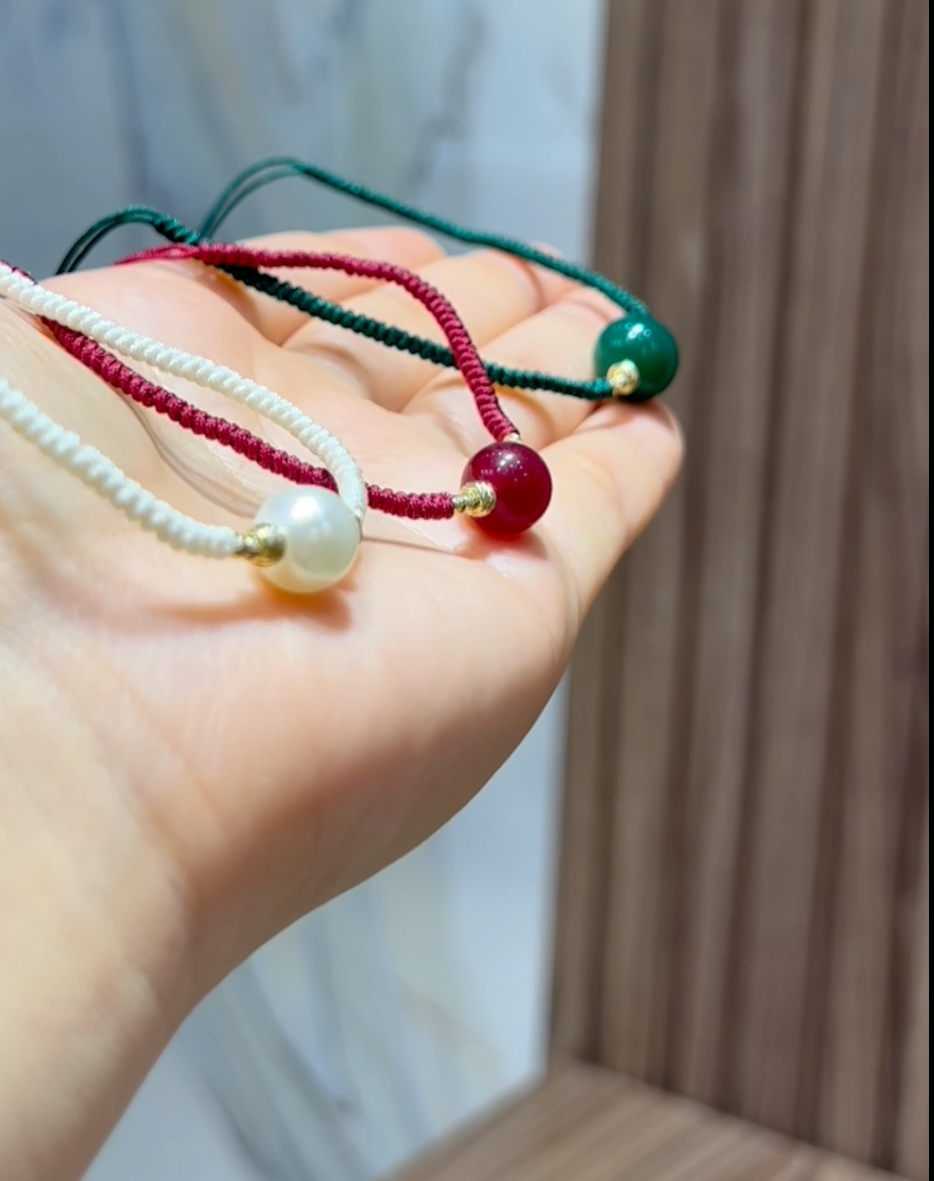 Collier Cordon avec des Boules en Or 18k - Toutes les couleurs Sont disponibles