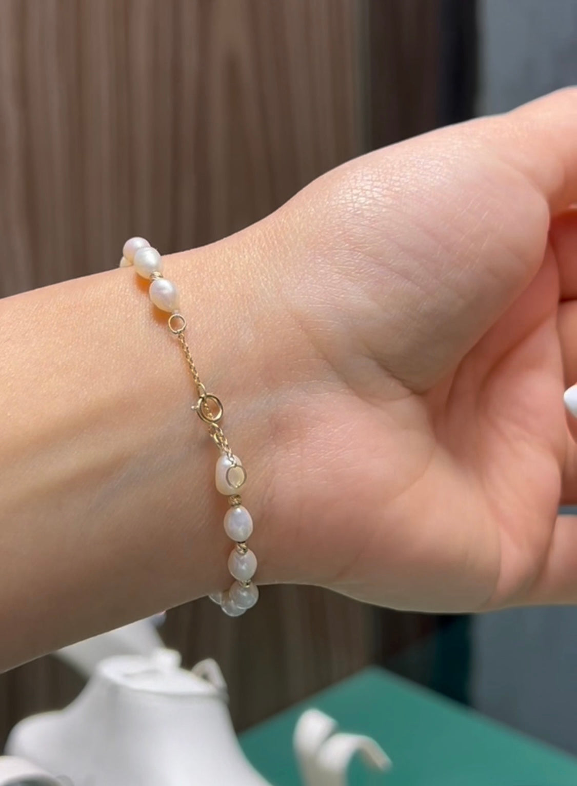 Gourmette en Or 18 carats avec perle naturelle 💯⭐️