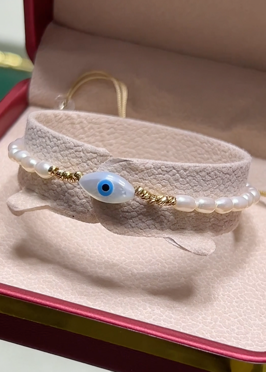 Cordon EVILE EYE en Or 18k Avec Pierres Johar Naturelles