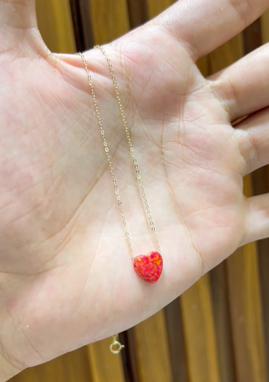 Collier Cœur Opal en Or 18k