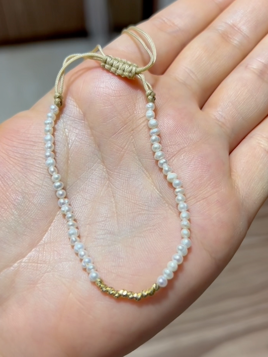 Cordon Avec Johar Naturelles et boules en Or 18k