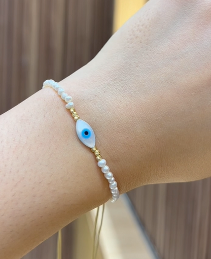 Ensemble  Evile Eye  en Pierres Johar Naturelles et Or 18k