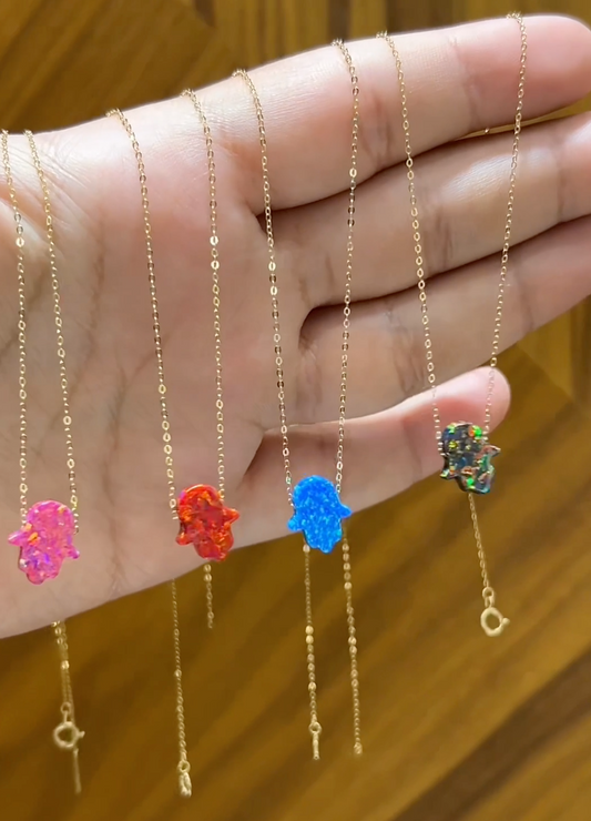 Collier Khmissa Opal en Or 18k - Toutes les couleurs sont disponibles