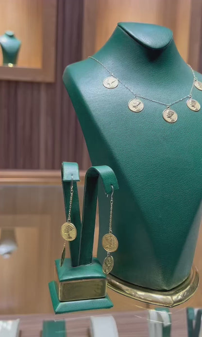 Ensemble Néfertiti en Or 18k - Collier et Boucles D'oreilles