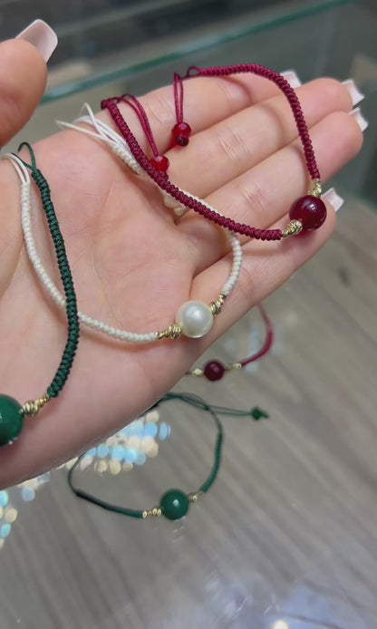 Ensemble  Cordon avec des Boules en Or 18k  - Toutes les couleurs Sont disponibles