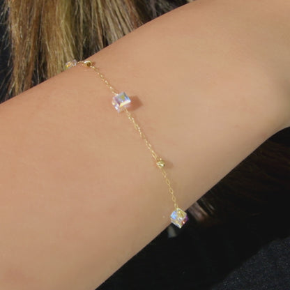 Gourmette en Or 18k avec des Pierres Crystal