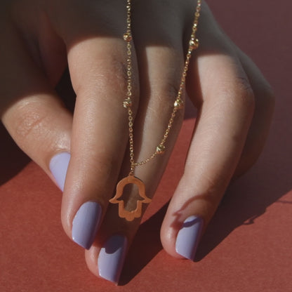 Ensemble Khmissa en Or 18 Carats - Collier et Gourmette.