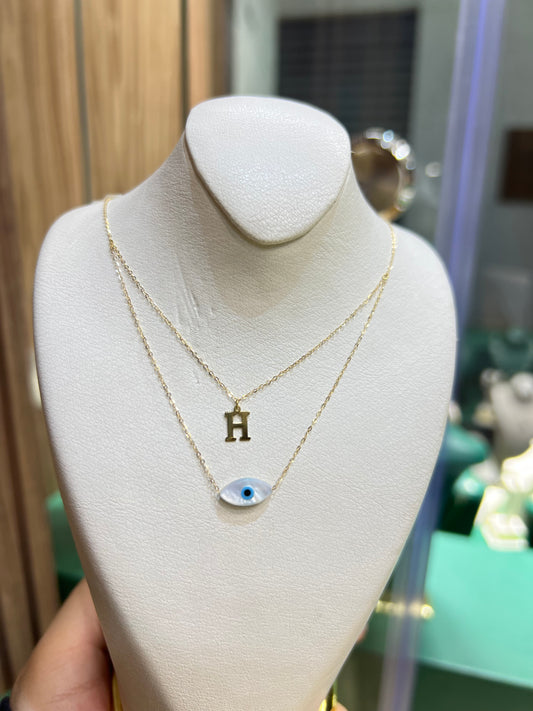 Collier en Or 18k double avec lettre de votre choix